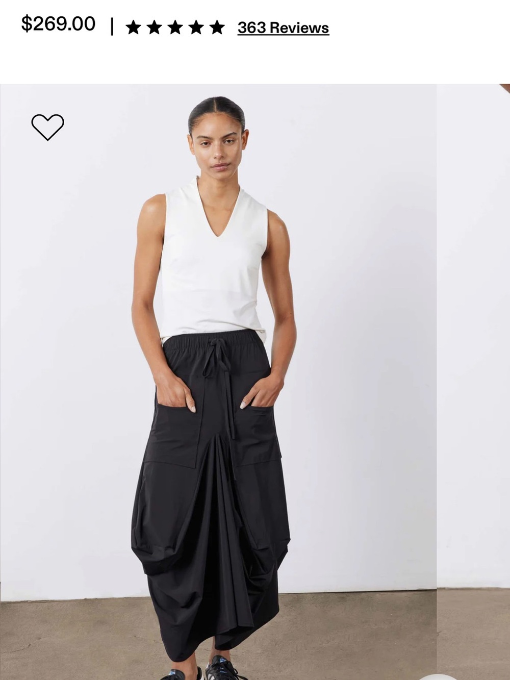 Black Drawstring Maxi Skirt with Cargo Pockets